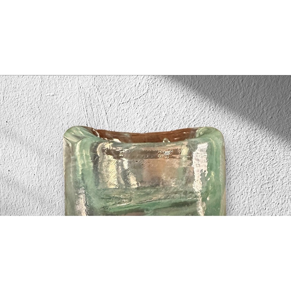 Reijmyre Sweden Round Sea Blue/Clear Glass Votive Candle Holder 3"x 3" - Picture 9 of 16